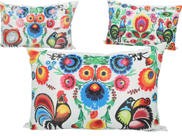 Pillow with filling/zip (large) - Folk (white background, CARMANI)