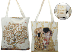 Borsa a tracolla - G. Klimt, Bacio + Albero, sfondo chiaro (CARMANI)
