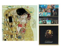 Podkładka szklana - G. Klimt, Pocałunek, kremowe tło (CARMANI)
