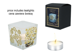 Świecznik szklany + tealight - G. Klimt, Drzewo życia (CARMANI)